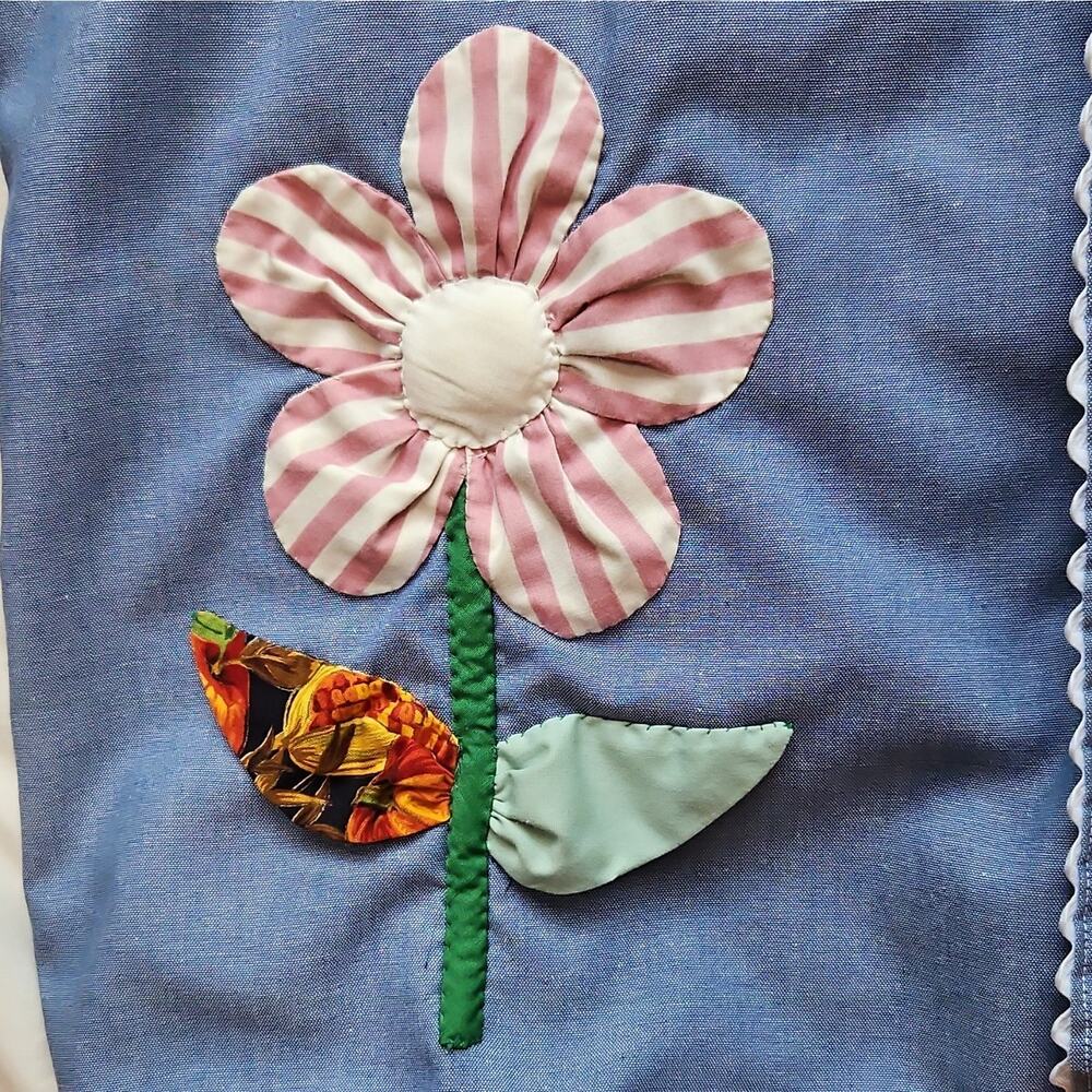 Dickies Women’s Blue Chambray Work Shirt Floral Applique 16 1/2 34/35 - Picture 5 of 7